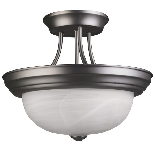 Sunlite Decorative Dome Fixture, 15.4" Diameter, Satin Nickle Finish, Alabaster Style
