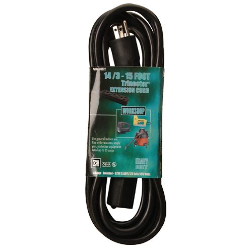 Coleman Cable 15 ft. Extension Cord, Black - 3522