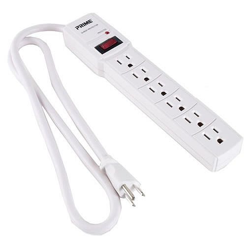 Prime Wire and Cable 6-Outlet 750 Joule White Surge Strip w/ 3ft. Cord - PB002124 Best Price