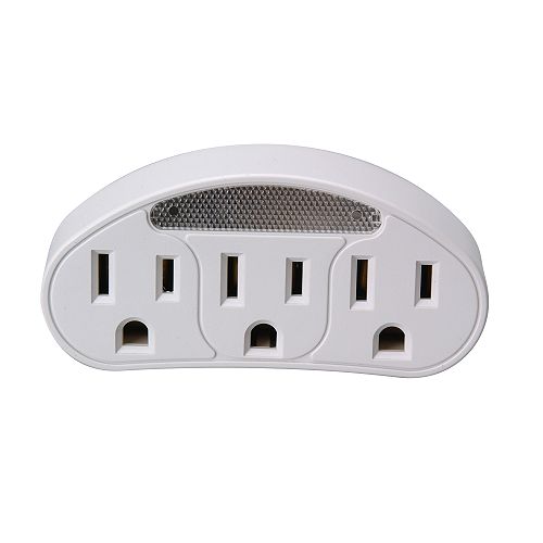 CCI 3 Outlet Wall Adapter With Night Light - 04629-SR-08 Best Price