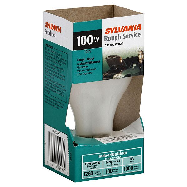 Sylvania Rough Service Light Bulb, Indoor/Outdoor, 100 W, 1 bulb -