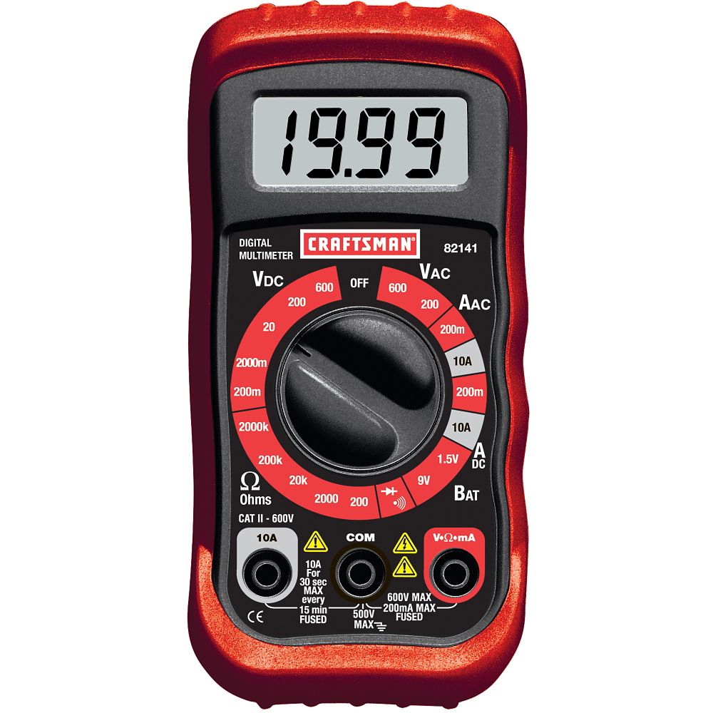 Craftsman Multimeter, Digital, with 8 Functions and 20 Ranges