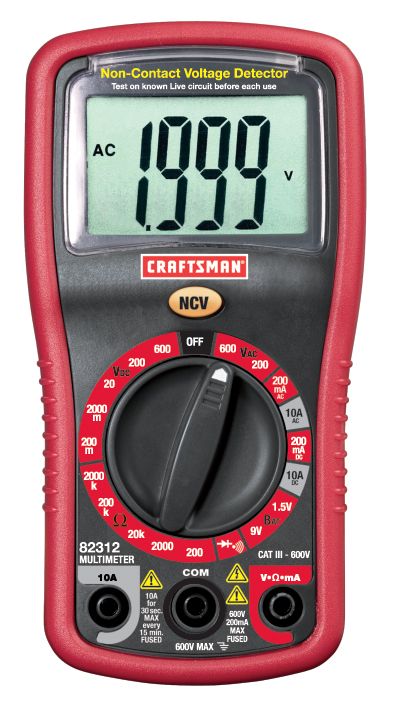 Digital Multimeter with Manual Ranging & Non-Contact Voltage Detector