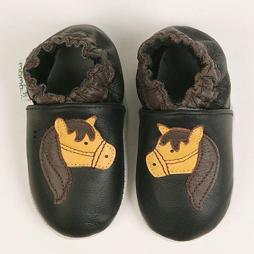 Momo Baby Soft Sole Baby Shoes - Horse Black
