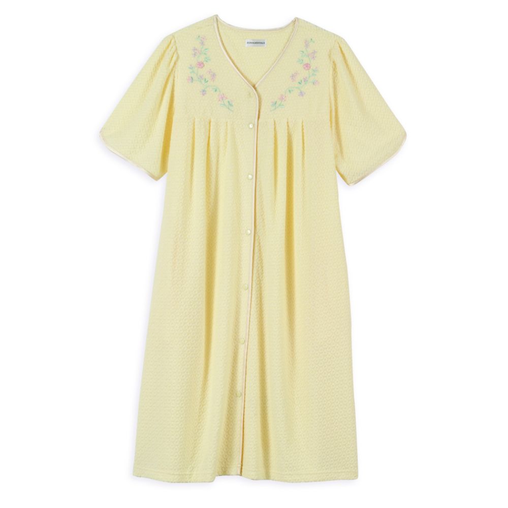 Fundamentals Short Sleeve Embroidered Snap Front Robe