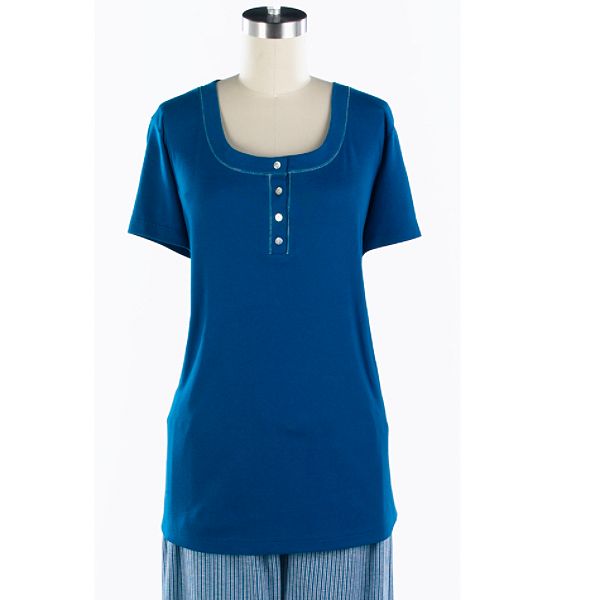 Soft Moments Women's Plus Short Sleeve Henley Top