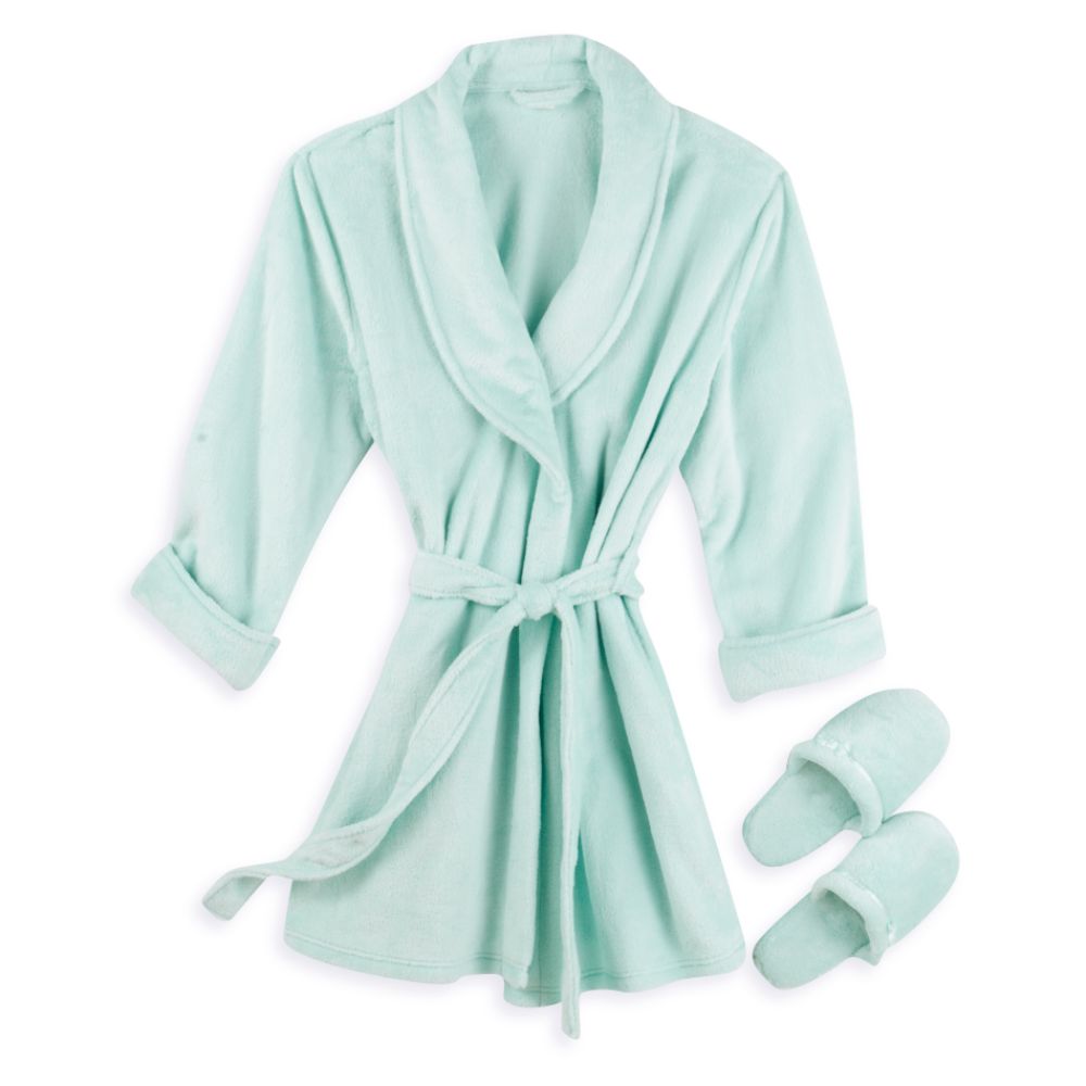 Classic Elements Solid Short Plush Robe With Slippers