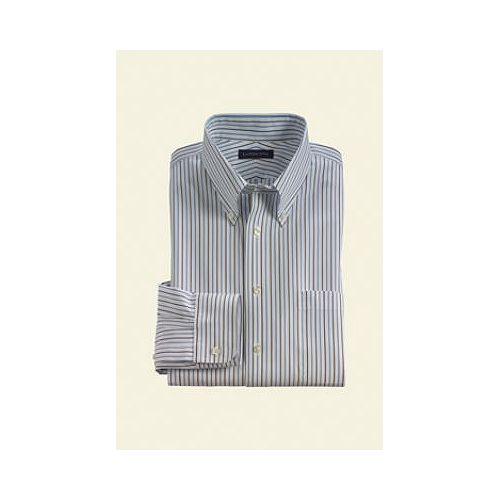 Lands' End Men's Regular Buttondown Pattern No Iron Pinpoint Dress Shirt