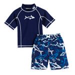 Surf Street Toddler Boy's Shark Swim Trunks, Rashguard Top