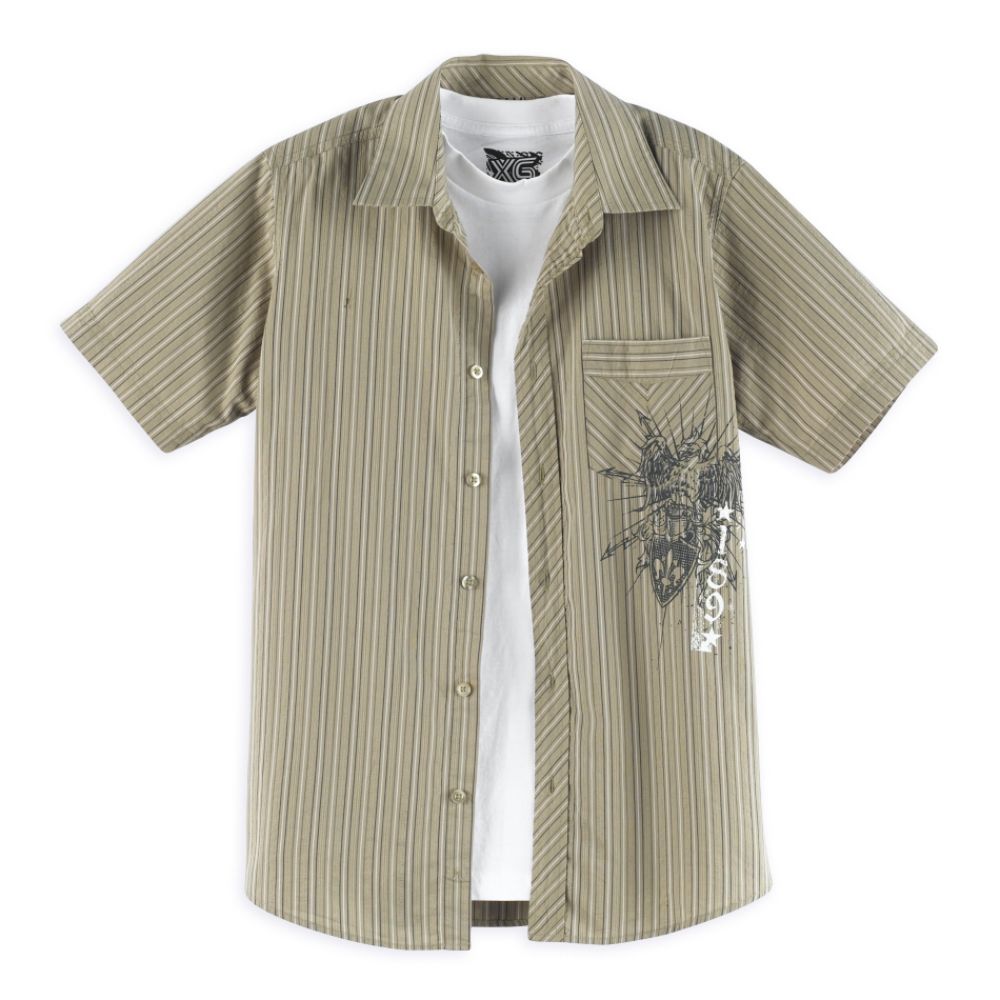 Extreme Gear Boy's 8-20 Short Sleeve 2 Piece Woven Vertical Shirt