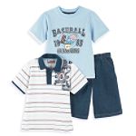 Kids Play Boy's 4-7 Baseball Polo with Denim Short
