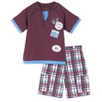 Kids Play Boy's 4-7 Henley with Plaid Short