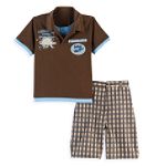 Kids Play Boy's 4-7 Henley/Polo with Plaid Short