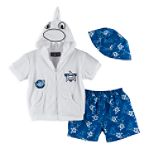 Imagine Me Infant Boy's Shark Swim Trunks, Terry Robe & Sun Hat
