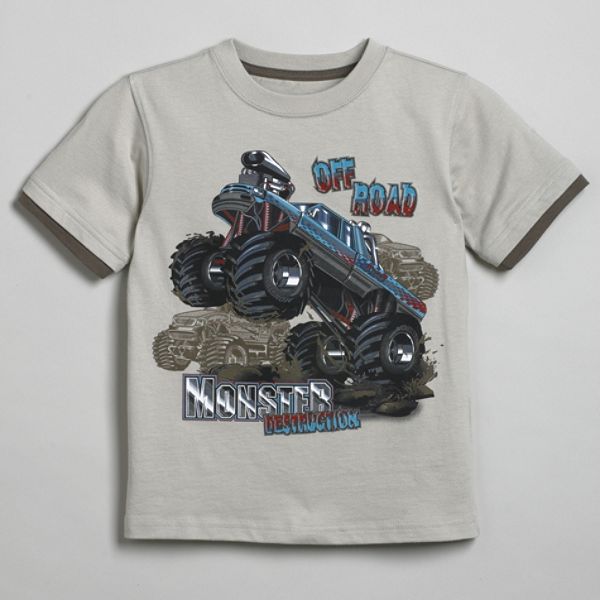 Toughskins Boy's 4-7 Short Sleeve Crew Neck Tee with Hangdown