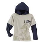 TKS Boy's 4-7 Layered Football Tee with Hood