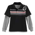 Lee Boy's 4-7 Long Sleeve Layered Polo Chest Stripe