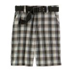 Canyon River Blues Belted Flat Front Plaid Short