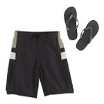 Joe Boxer Colorblocked Swim Trunk with Flip Flop