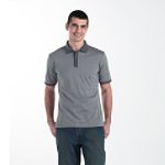 Structure Short Sleeve Jersey Polo with Stripe Collar & Placket