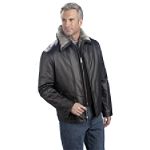 Excelled Men's Leather Jacket with Detachable Faux Fur Bib and Collar