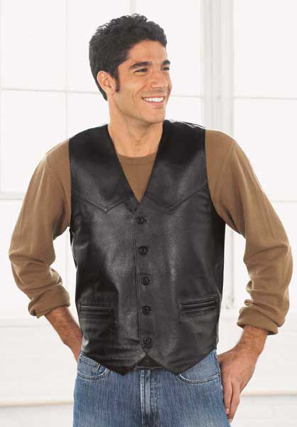 Excelled Nappa Button Front Leather Vest