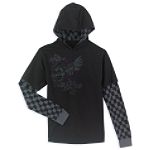 Mission Bay Long Sleeved Graphic Faux Twofer with Hood