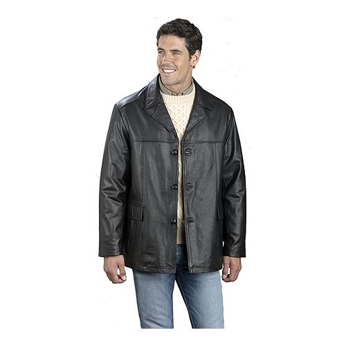 Excelled Men's 3/4 Length Cowhide Leather Car Coat