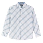 Eighty Eight Long Sleeve White and Blue Diagonal Woven with Flock