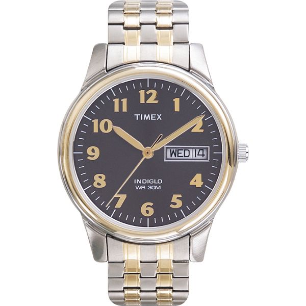 Timex Men's Calendar Day/Date Watch w/Charcoal Dial & Two-tone