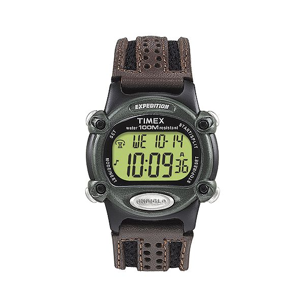 Timex Men's Fullsize Digital Watch with Fabic/Leather Band