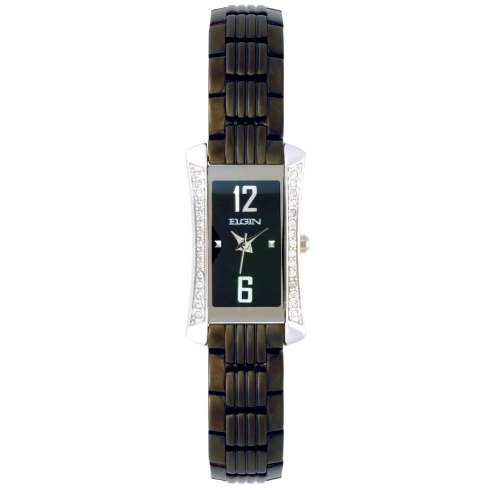 Relic Mens Sport Watch with Round Black Dial and Black Link Band