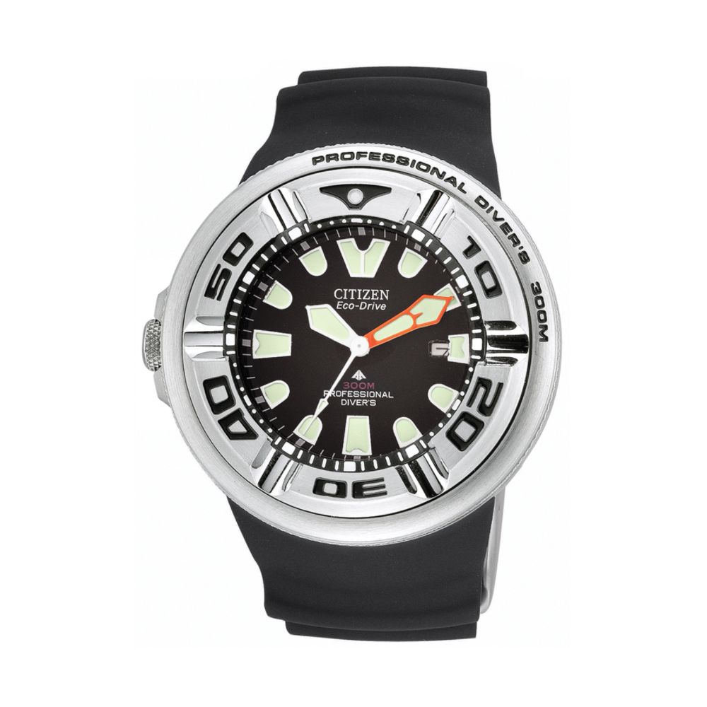Citizen Mens Eco-Drive Diver Watch with Luminous Black Dial and Black Band