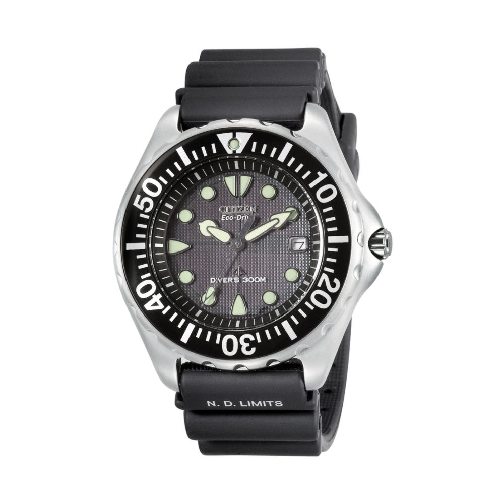 Citizen Mens Eco-Drive Calendar Date Watch with Dark Grey Dial & Black Band