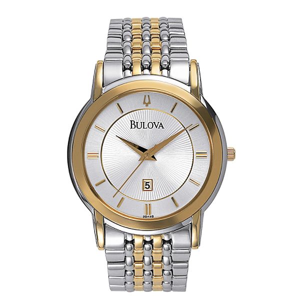Bulova Men's Calendar Date Watch with Silver Dial & Link Band.