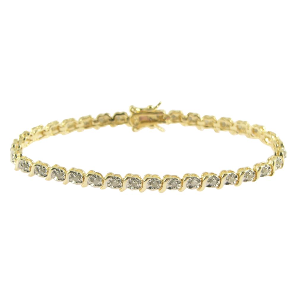 1 ct. tw. Gold over Sterling Silver Diamond "S" Bracelet