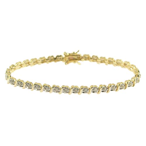 1 ct. tw. Gold over Sterling Silver Diamond "S" Bracelet