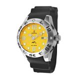 Festina Mens Calendar Date Diver Watch with Round Yellow Dial and Black Rubber Band