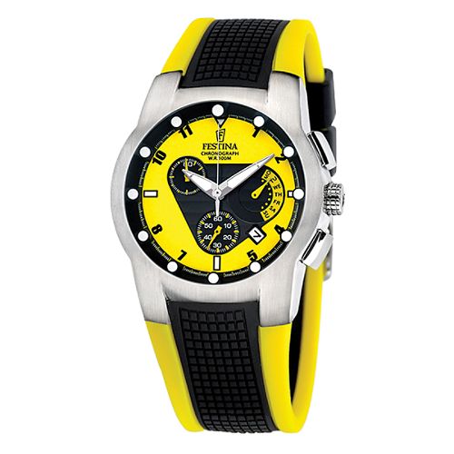 Festina Men's Dashboard Chronograph Watch with Round Yellow/Black Dial and Resin Band