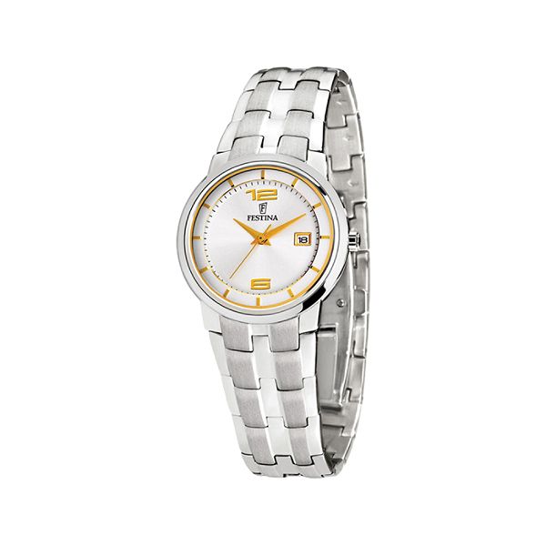Festina Men's Calendar Date Watch w/Round Silver/Goldtone Dial &
