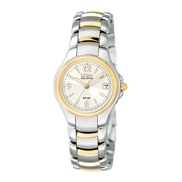 Citizen Ladies Eco-Drive Calendar Date Watch with Round Ivory Dial &