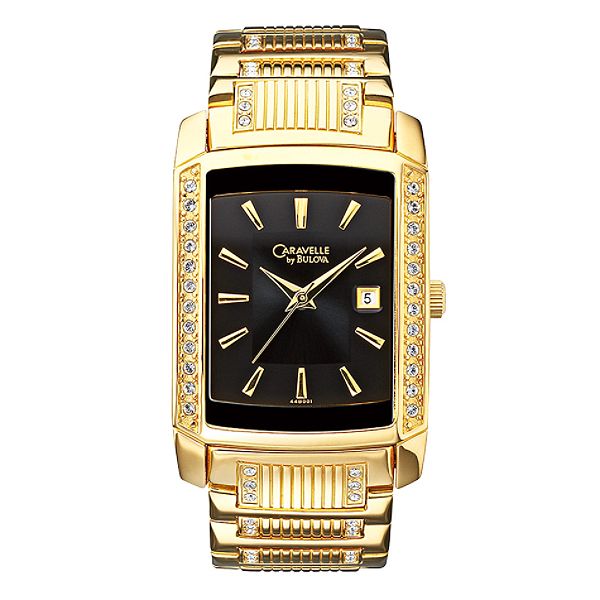 Caravelle Men's Calendar Date Watch with Swarovski Crystal Accents.