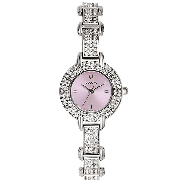 Bulova Ladies Swarovski Crystal Watch Watch With Pink Pearlized Dial.