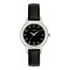 Ladies Dress Watch w/Black Diamond Accent Dial and Black Leather Band