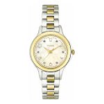 Timex Ladies Watch w/Champagne Diamond Dial and Goldtone and Silvertone Link Band