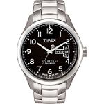 Timex Ladies T-Series Calendar Day/Date Watch with Black Dial and Silvertone Band