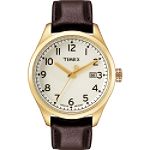 Timex Ladies T-Series Calendar Date Watch w/Mother-of-Pearl Dial & Brown Leather Band