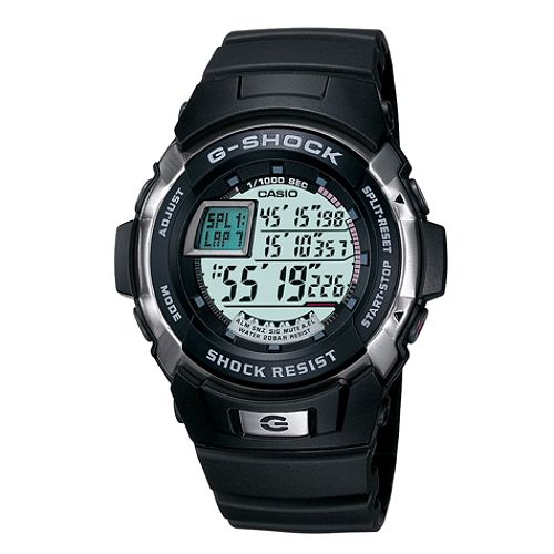 Casio Men's G-Shock Auto Calendar Trainer Watch w/Round Grey Dial & Black Resin Band