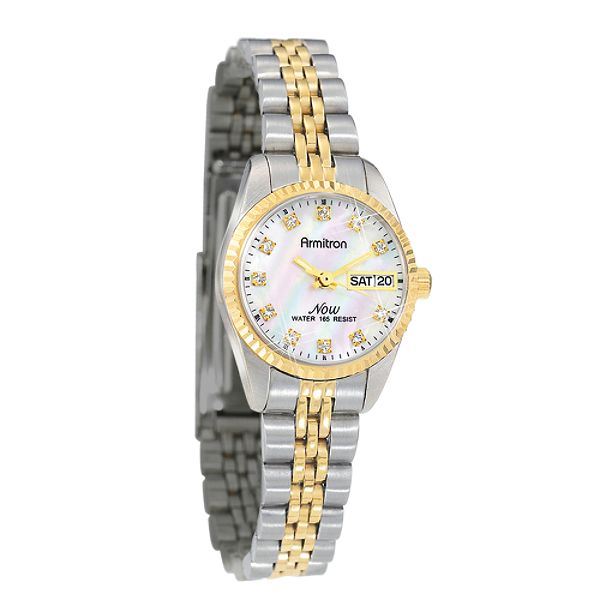 Armitron Ladies Swarovski Crystal NOW Watch w/Round Mother-of-Pearl