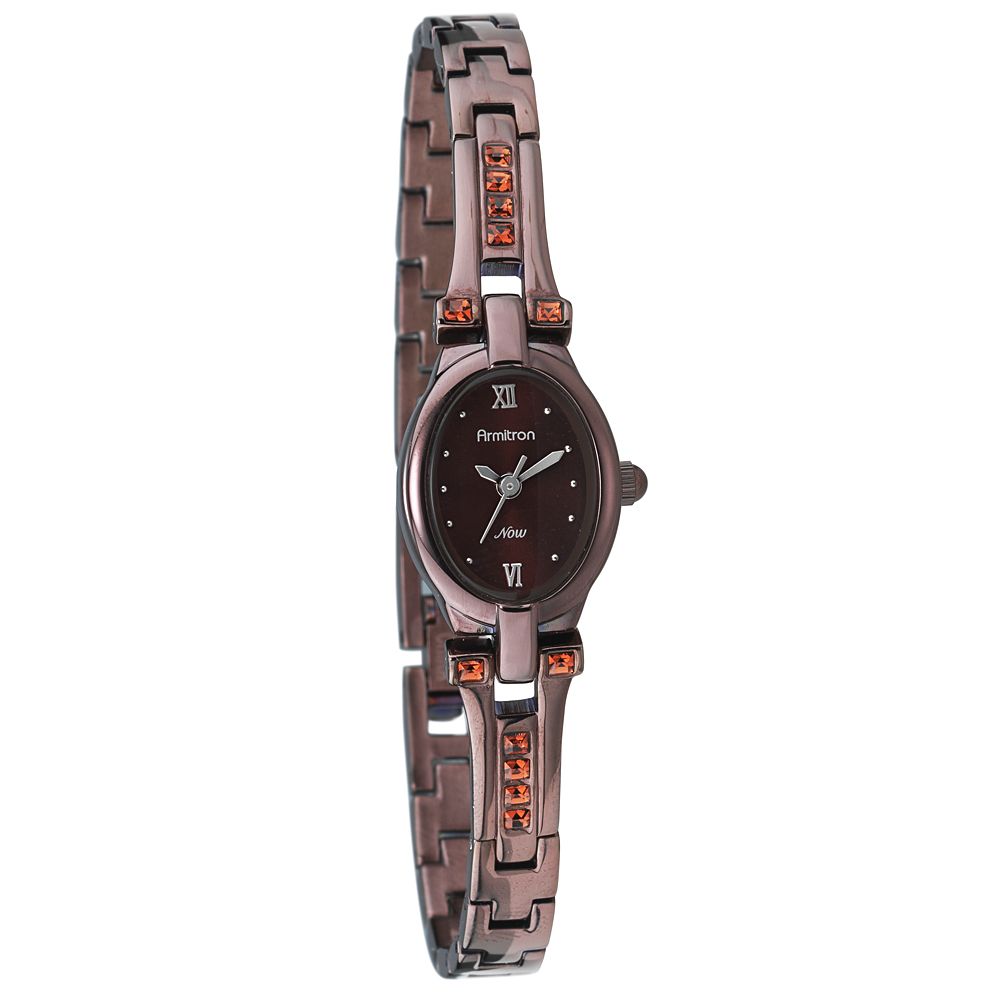 Armitron Ladies Dress Watch with Brown Oval Dial and Crystal/Brown Bangle Band